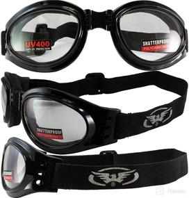 img 2 attached to 🏍️ Set of 3 Pairs of Adventure Foldable Padded Riding Goggles with Clear, Smoke, and Yellow Lenses