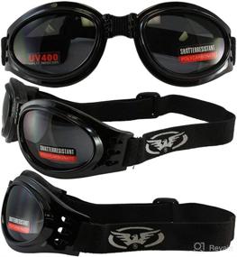 img 1 attached to 🏍️ Set of 3 Pairs of Adventure Foldable Padded Riding Goggles with Clear, Smoke, and Yellow Lenses
