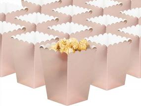 img 2 attached to 36 упаковок из розового золота картонные коробки для попкорна с открытым верхом для вечеринок, мини-контейнеры для бумажных конфет
