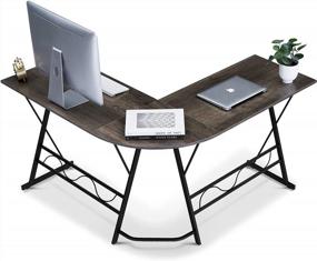 img 4 attached to Maximize Your Small Space With Ivinta L-Shaped Computer Corner Desk: Modern Gray Home Office, Gaming And Writing Workstation