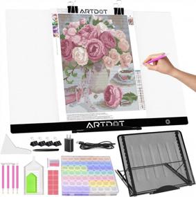 img 4 attached to A2 LED Light Pad For Diamond Painting - USB Powered, Adjustable Brightness W/ 12 Angles Stand & Clips | ARTDOT