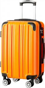img 4 attached to Расширяемый чемодан для багажа Coolife с вращающимися колесами из материала ПК + АБС, доступный в размерах 20, 24 и 28 дюймов, идеально подходит для ручной клади (оранжевый - новый выпуск, средний - 24 дюйма)