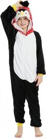 img 4 attached to Kids Penguin Onesie Animal Costume For Girls, Plush One Piece Pajamas For Sleepwear, Cosplay, Halloween And Christmas By ABENCA
