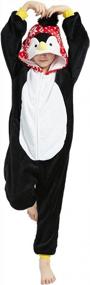 img 3 attached to Kids Penguin Onesie Animal Costume For Girls, Plush One Piece Pajamas For Sleepwear, Cosplay, Halloween And Christmas By ABENCA