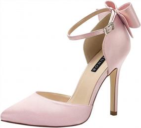 img 4 attached to Women Satin High Heel Bow Ankle Strap Shoes For Evening Party Dance Wedding