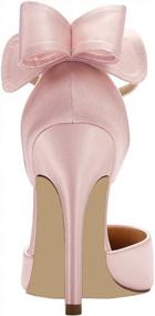 img 1 attached to Women Satin High Heel Bow Ankle Strap Shoes For Evening Party Dance Wedding
