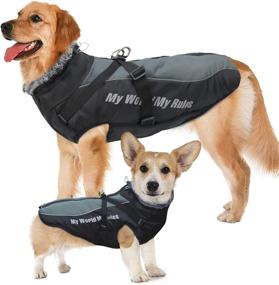 img 4 attached to 🧥 Winter Dog Coats, XL Windproof Dog Jacket Vest for Medium to Large Dogs with Harness, Furry Collar - Cold Weather Gray Dog Coats