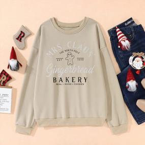 img 3 attached to Cute Gingerbread Print Crewneck Sweatshirt For Women, Perfect Christmas Outfit, Long Sleeve Pullover Top For Teen Girls And Fall Clothes