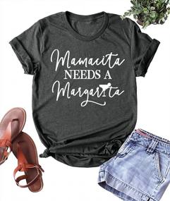 img 4 attached to Mamacita Needs A Margarita T-Shirt Women Funny Letter Print Tees Mamacita Graphic Casual Top Shirt