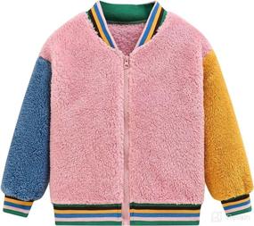 img 4 attached to 🧥 Camidy Baby Girls Irregular Colorful Sleeves Winter Coat: Trendy Toddler Fleece Jacket with Stand Collar & Zipper Up, Perfect Overcoat Tops for Your Little One