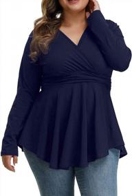 img 1 attached to Stylish Plus Size Leopard Print Tunic For Women: Long Sleeve Pleated Casual Top With V-Neck