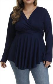 img 4 attached to Stylish Plus Size Leopard Print Tunic For Women: Long Sleeve Pleated Casual Top With V-Neck