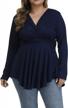 stylish plus size leopard print tunic for women: long sleeve pleated casual top with v-neck logo