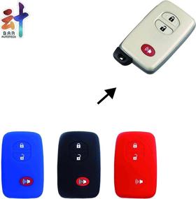 img 1 attached to BAR Autotech Remote Key Silicone Rubber Keyless Entry Shell Case Fob And Key Skin Cover Fit For Toyota 4Runner Venza Avalon Land Cruiser Camry Prius (1 Pair) (Black Blue)