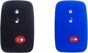 img 4 attached to BAR Autotech Remote Key Silicone Rubber Keyless Entry Shell Case Fob And Key Skin Cover Fit For Toyota 4Runner Venza Avalon Land Cruiser Camry Prius (1 Pair) (Black Blue)