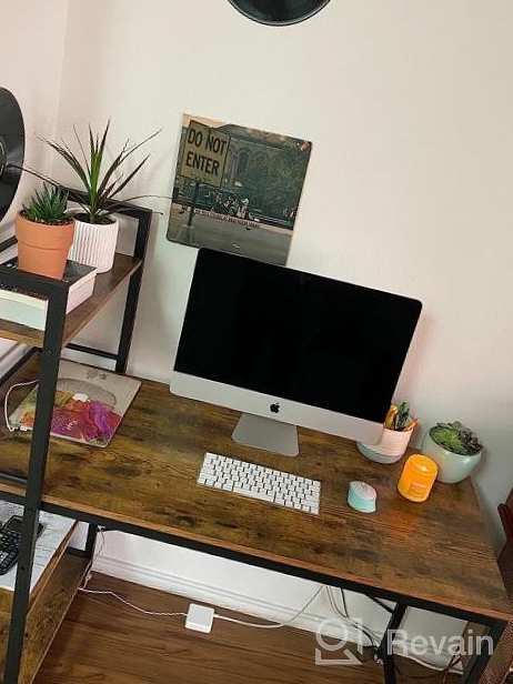 img 1 attached to 4NM Computer Desk With 4-Tier Bookshelf, 47 Inches Home Office Desk Writing Workstation Study Table Multipurpose Space-Saving Desk (Brown And Black) review by Dianna Oden