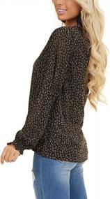 img 2 attached to Women'S Long Sleeve V Neck Floral Leopard Print Chiffon Blouses Tops And Tees