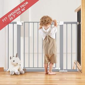 img 3 attached to Extra Tall And Wide Auto Close Safety Baby Gate By Cumbor - Award Winning Child Gate For Doorways, Stairs, And House With Easy Walk Thru Durability - Gray