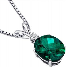 img 2 attached to 14K White Gold Peora Created Emerald And Diamond Oval Pendant, 2.35 Carats Total