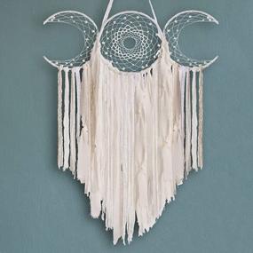 img 4 attached to ANROYE Triple Moon Goddess Macrame Wall Hanging, Large Crescent Moon Dream Catcher, Handmade Boho Art, Unique Bohemian Hippie Woven Pagan Wall Decor for Bedroom Nursery Bathroom Dorm Decoration Gift