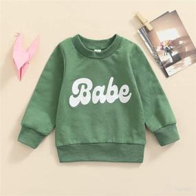 img 3 attached to 👶 Stay Stylish & Cozy: Infant Toddler Baby Girl Boys Pullover Top with Letter Babe Print - Long Sleeve Sweatshirt for Fall/Winter