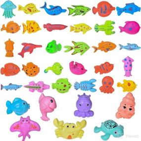 img 3 attached to 🎣 Interactive Magnetic Fishing Game Set for Kids - 42PCs Including Fishing Pool, Rods, Fish, and Sea Animals with Light - Fun Toddler Bath and Water Toy