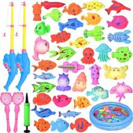 🎣 interactive magnetic fishing game set for kids - 42pcs including fishing pool, rods, fish, and sea animals with light - fun toddler bath and water toy логотип