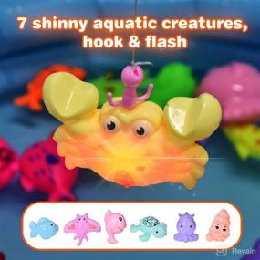 img 1 attached to 🎣 Interactive Magnetic Fishing Game Set for Kids - 42PCs Including Fishing Pool, Rods, Fish, and Sea Animals with Light - Fun Toddler Bath and Water Toy