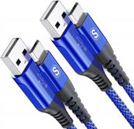 sweguard 6ft micro usb cable 2-pack - durable nylon braided charger cord for android devices including samsung galaxy s7 edge s6 s2, lg k10 v10, moto e6 5 4, ps4 - blue logo