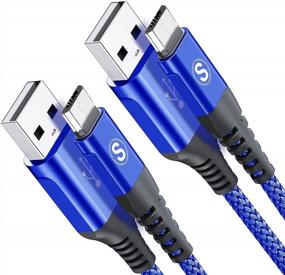 img 4 attached to Sweguard 6Ft Micro USB Cable 2-Pack — прочный шнур зарядного устройства с нейлоновой оплеткой для устройств Android, включая Samsung Galaxy S7 Edge S6 S2, LG K10 V10, Moto E6 5 4, PS4 — синий