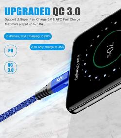 img 3 attached to Sweguard 6Ft Micro USB Cable 2-Pack — прочный шнур зарядного устройства с нейлоновой оплеткой для устройств Android, включая Samsung Galaxy S7 Edge S6 S2, LG K10 V10, Moto E6 5 4, PS4 — синий