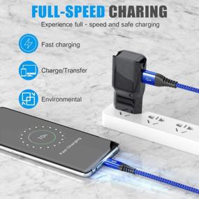 img 2 attached to Sweguard 6Ft Micro USB Cable 2-Pack — прочный шнур зарядного устройства с нейлоновой оплеткой для устройств Android, включая Samsung Galaxy S7 Edge S6 S2, LG K10 V10, Moto E6 5 4, PS4 — синий