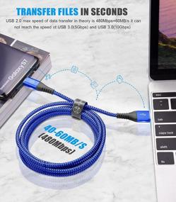 img 1 attached to Sweguard 6Ft Micro USB Cable 2-Pack — прочный шнур зарядного устройства с нейлоновой оплеткой для устройств Android, включая Samsung Galaxy S7 Edge S6 S2, LG K10 V10, Moto E6 5 4, PS4 — синий