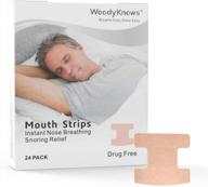 deep sleep mouth tape by woodyknows - anti-snoring strips for nasal breathing, face shape maintenance - 24 pieces, medium strength (original model) logo