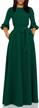 women's elegant audrey hepburn style maxi dress with round neck, 3/4 puff sleeves, belt and pockets by aooksmery logo