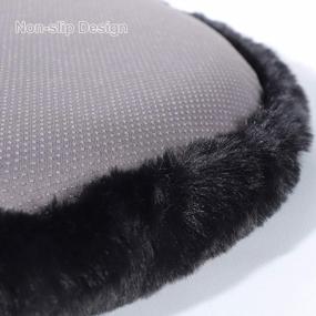 img 2 attached to Shinnwa Black Round Dorm Fur Chair Cushion Pad With Furry Faux Fur Cover Small Mini Cute Seat Cushion For Kids Desk Chair Teen Girls Bedroom Décor 14 Inch
