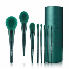 img 4 attached to Eigshow Premium Synthetic Makeup Brush Set For Foundation, Powder, Concealer, Blending, Eye Shadow And Face Kabuki - Jade Green Makeup Brush Sets With Cylinder