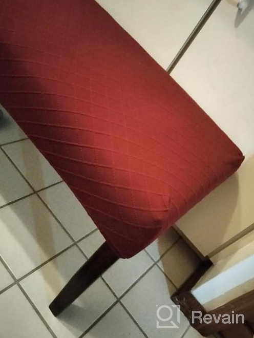 img 1 attached to Fuloon Stretch Jacquard Dining Bench Cover - Anti-Dust Removable Bench Slipcover Washable Bench Seat Protector Cover For Living Room, Bedroom, Kitchen (Burgundy) review by Amber Vue