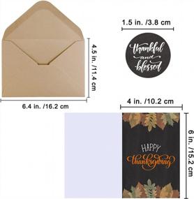 img 3 attached to 120 Sets Bulk Thanksgiving Cards: 6 Designs, Vintage Fall Leaves Turkey Chalkboard Greeting Cards + Envelopes & Stickers - Give Thanks 4X6