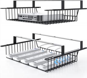 img 4 attached to Under Desk Storage Shelf 1 Pack - Metal Drawer Slide Out For Home Office, 12.6'' X 9.45''X 3.93'', No Drill/Drill Cable Management Tray Basket Organizer Rack