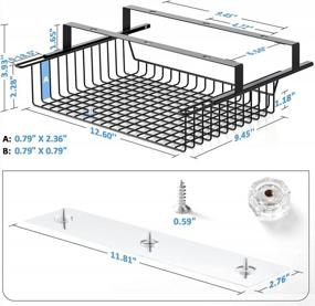img 2 attached to Under Desk Storage Shelf 1 Pack - Metal Drawer Slide Out For Home Office, 12.6'' X 9.45''X 3.93'', No Drill/Drill Cable Management Tray Basket Organizer Rack