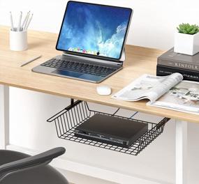 img 3 attached to Under Desk Storage Shelf 1 Pack - Metal Drawer Slide Out For Home Office, 12.6'' X 9.45''X 3.93'', No Drill/Drill Cable Management Tray Basket Organizer Rack