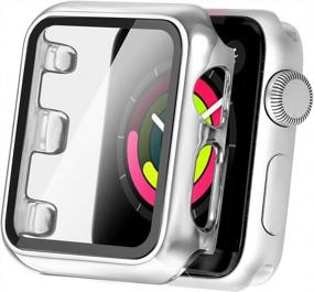 img 4 attached to Secbolt 42Mm Case Compatible Apple Watch Band With Built In Tempered Glass Screen Protector- All Around Protective Case For IWatch Series 3/2/1, Silver(42Mm)