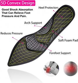 img 3 attached to Идеальный комфорт для высоких каблуков: 2 пары дышащих стелек с поддержкой свода стопы и 5D губкой для босых ступней, идеально подходит для массажа и облегчения боли в своде стопы у женщин.