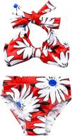 👙 baby girls halter bowknot tube top with floral short bottoms: stylish bikini bathing suit swimwear set (2pcs) logo