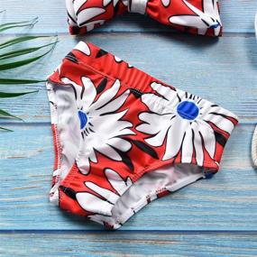 img 2 attached to 👙 Baby Girls Halter Bowknot Tube Top with Floral Short Bottoms: Stylish Bikini Bathing Suit Swimwear Set (2pcs)