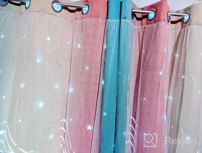 img 1 attached to Anjee Star Curtains For Kids 2 In 1 Double Layer Blackout Curtains Grommets Top Star Cutout Ombre Rainbow Curtains Sheer For Living Room Girls Bedroom 2 Panels In 52 X 84 Inch, Pink And Yellow review by Kevin Wilkins