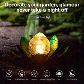 img 3 attached to Outdoor Waterproof Metal Glass Garden Light LED Lotus Flower Table Lamp Decorative Solar Lighting