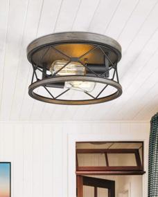 img 1 attached to Современный потолочный светильник с двумя светильниками черного цвета и древесной зернистостью от Osimir
