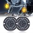 upgrade your harley's turn signals with audexen 3-1/4 inch led lights in flat smoke lens logo
